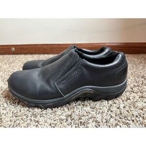 Merrell Jungle Moc Midnight Black Leather Slip On Shoes J60889 Men's Size 11.5
